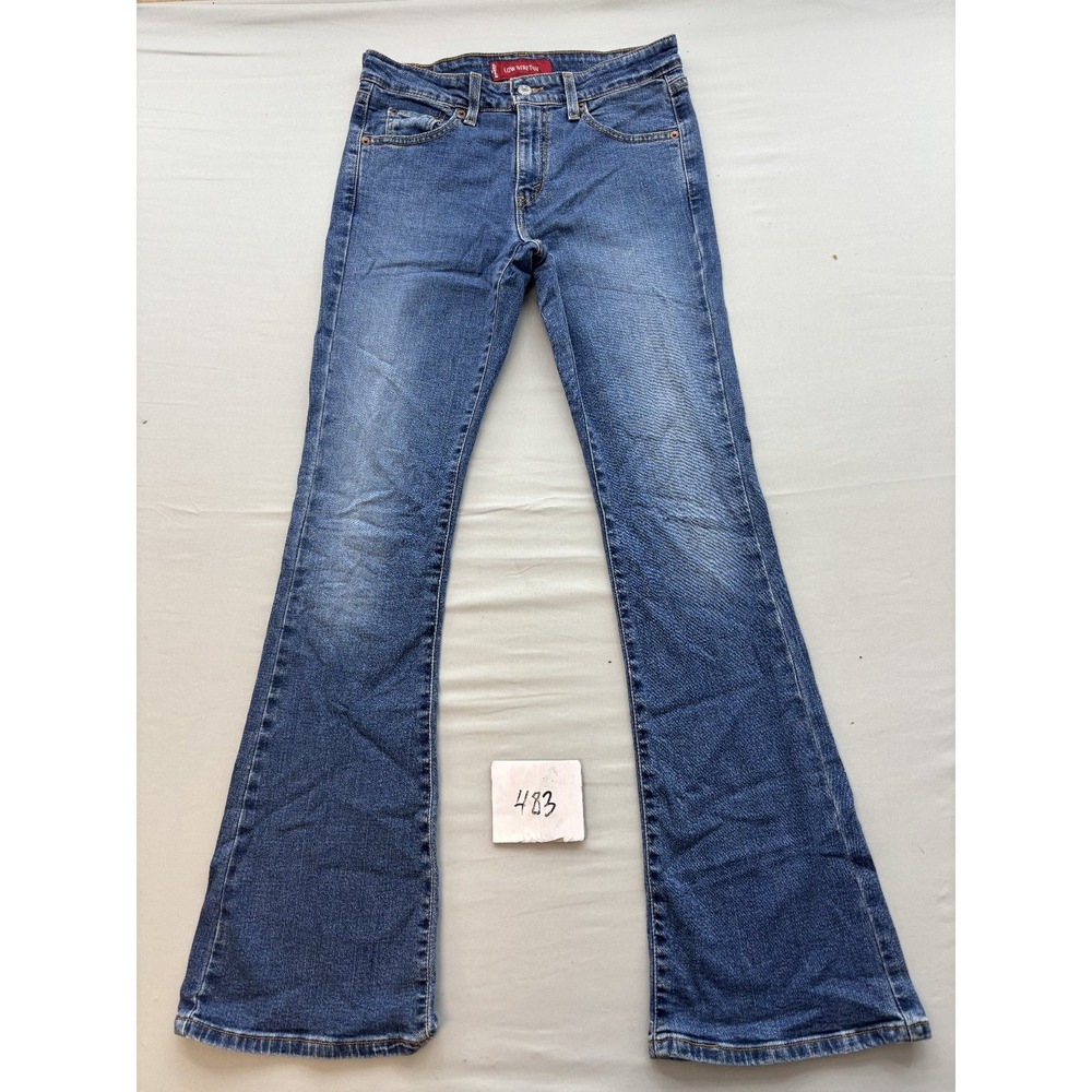 Levis 519 Low Flare Jeans Womens 5 JR M Blue Denim Stretch Low Rise 32 Inseam